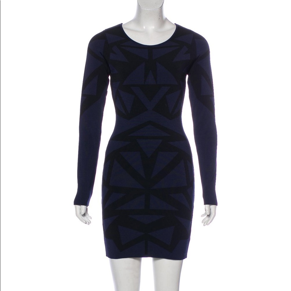 Parker Navy/Black Geometric Body Con Dress